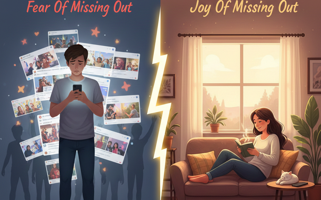FOMO vs JOMO: el miedo moderno a quedarnos fuera, y el placer secreto de desconectarnos
